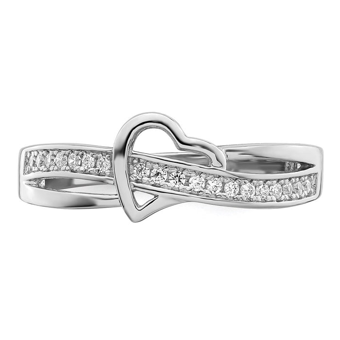 Buy Stylish Radiant Heart Ring - 20 Stone Micro Pav CZ in Sterling Silver-4