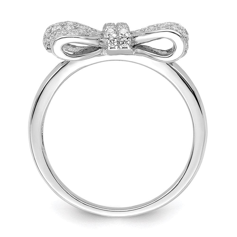 Buy Stylish Rhodium-Plated Sterling Silver Bow Ring with 71 CZ Stones, 14K Gold