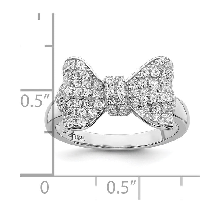Shop Exclusive Rhodium-Plated Sterling Silver Bow Ring with 71 CZ Stones-4