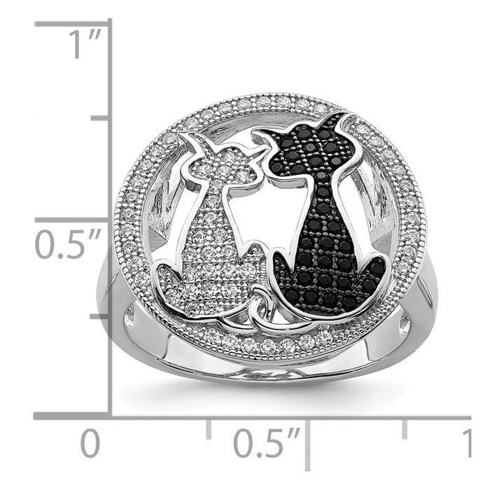 Shop Exclusive Sterling Silver Cat Ring - 87 Micro Pave CZ Stones, Luxury Design-4