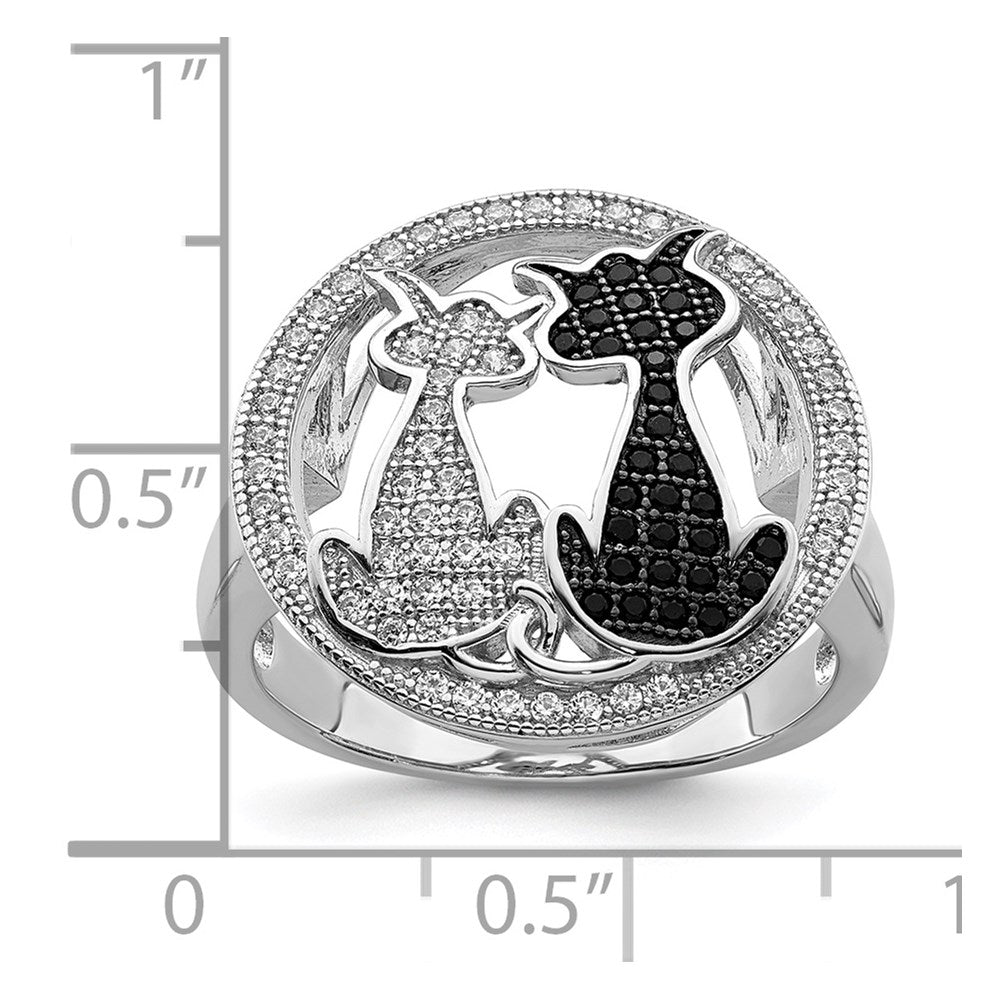 Shop Exclusive Sterling Silver Cat Ring | 87 Stone Micro Pave CZ Accents