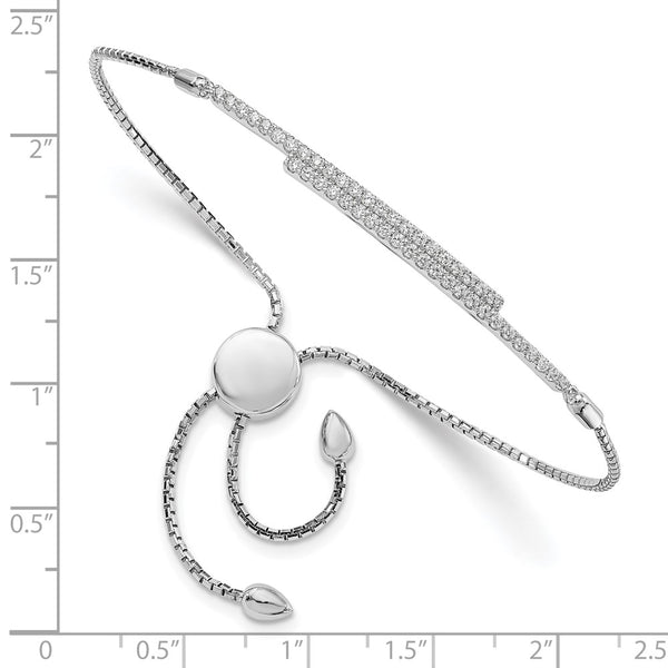 Adjustable Bracelet - 46 Stone Micro Pave CZ Rhodium-Plated Silver