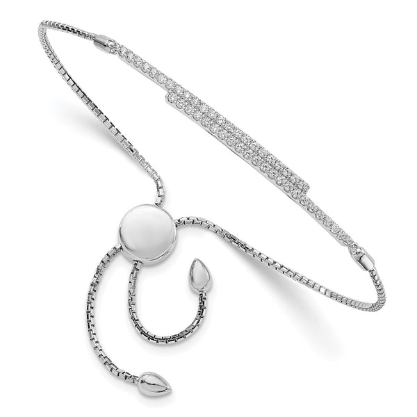 Adjustable Bracelet - 46 Stone Micro Pave CZ Rhodium-Plated Silver
