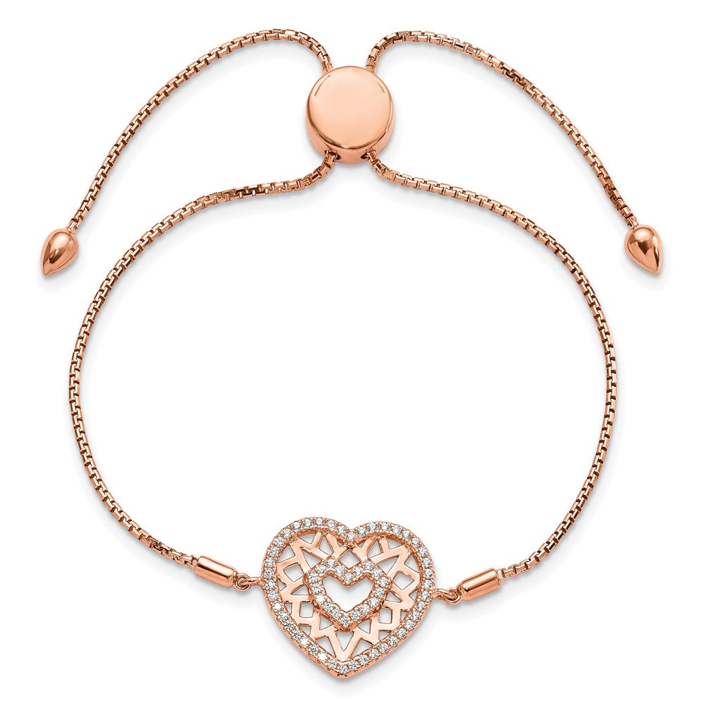 Shop Exclusive Adjustable Sterling Silver Rose Gold-Plated Bracelet - 60 CZ Stones