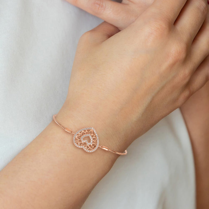 Shop Exclusive Adjustable Sterling Silver Rose Gold-Plated Bracelet - 60 CZ Stones-4