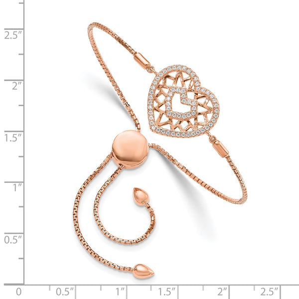 Adjustable Sterling Silver Rose Gold-Plated Bracelet - 60 CZ Stones
