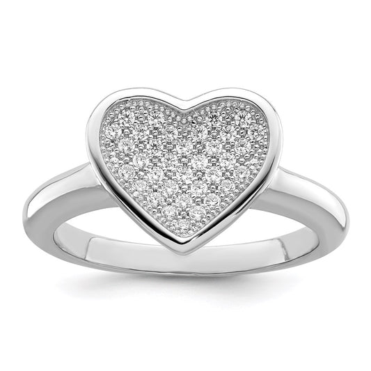 Shop Designer Radiant Heart Ring - 34 Stone Micro Pave CZ in Sterling Silver