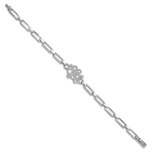 7-Inch Sterling Silver Micro Pave CZ Bracelet - 164 Stones, Rhodium-Plated