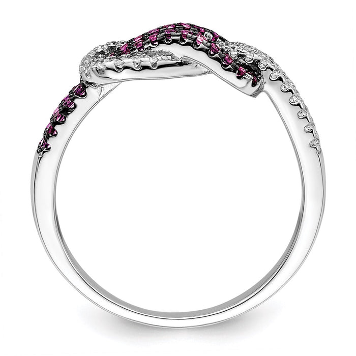 Buy Stylish Love Knot Ring: Sterling Silver, Rhodium-Plated, 64 CZ Stones-2