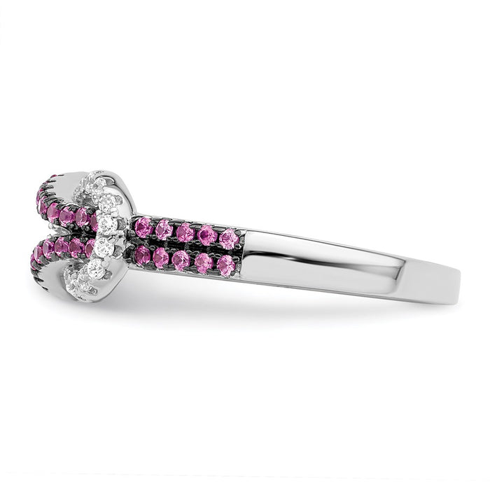 Buy Stylish Love Knot Ring: Sterling Silver, Rhodium-Plated, 64 CZ Stones-3