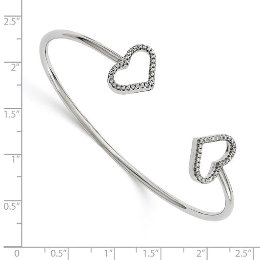 Shop Stylish Radiant Hearts Micro Pav CZ Bangle - 60 Stones, Sterling Silver