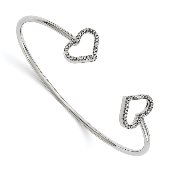 Radiant Hearts Micro Pavé CZ Bangle - 60 Stones, Sterling Silver