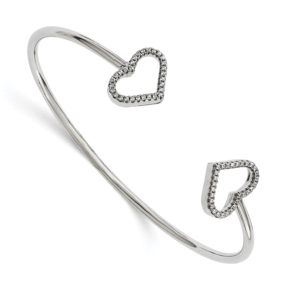 Shop Stylish Radiant Hearts Micro Pav CZ Bangle - 60 Stones, Sterling Silver