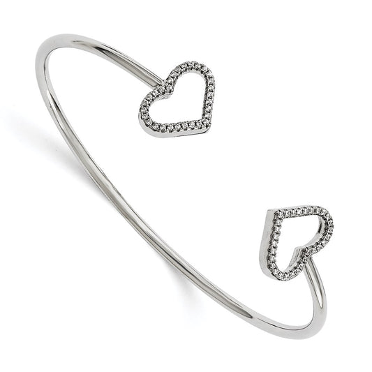 Shop Stylish Radiant Hearts Micro Pav CZ Bangle - 60 Stones, Sterling Silver