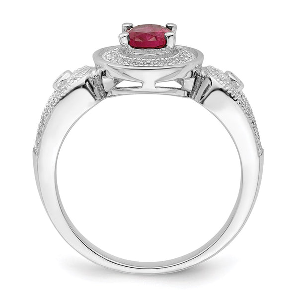 Rhodium-Plated Sterling Silver Micro Pave Ring with 57 CZ Stones