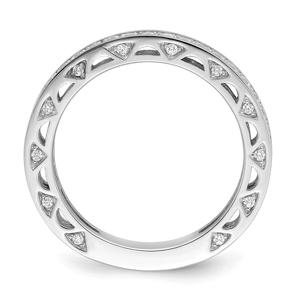 Rhodium-Plated Sterling Silver Micro Pavé CZ Ring - 59 Stones