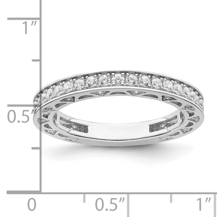 Buy Stylish Radiant Embers CZ Ring: Rhodium-Plated Silver, 59 Stones-4