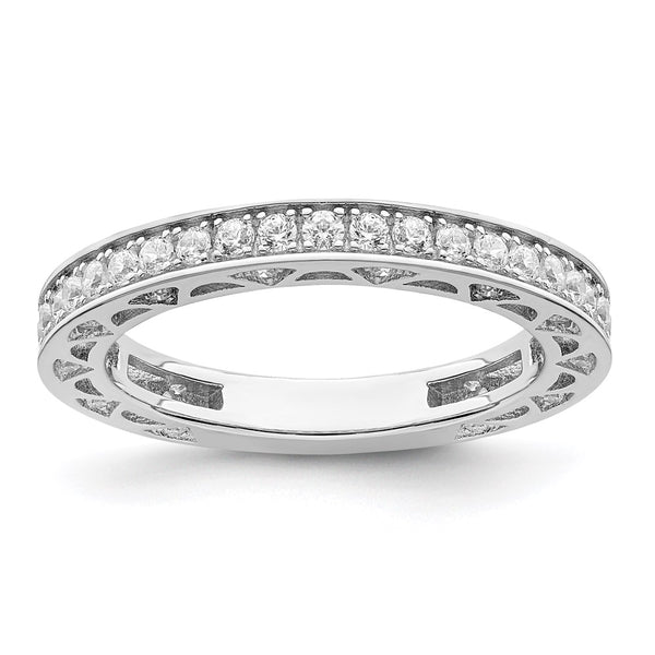 Rhodium-Plated Sterling Silver Micro Pavé CZ Ring - 59 Stones