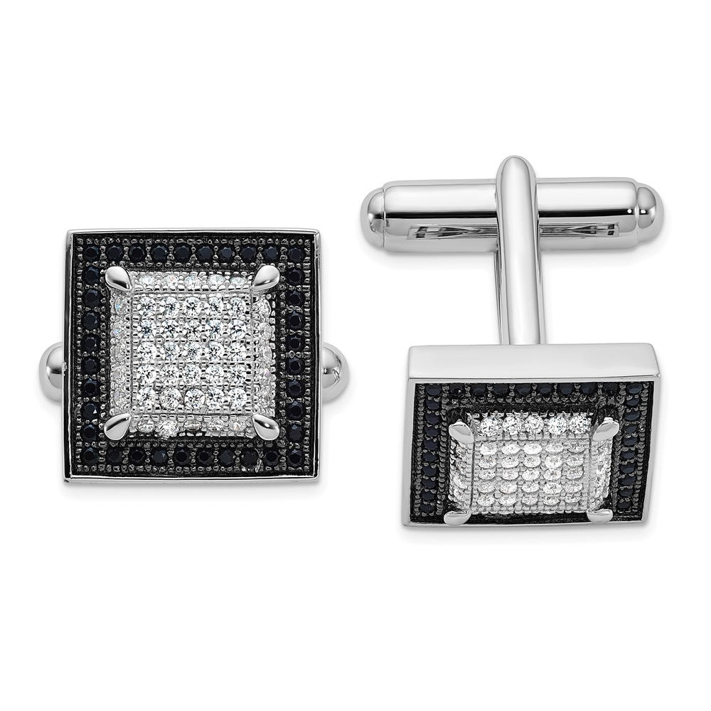 High-Quality Stylish Sterling Silver Cuff Links with 162 CZ Stones - Luxury Value!