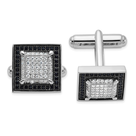 High-Quality Stylish Sterling Silver Cuff Links with 162 CZ Stones - Luxury Value!