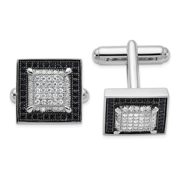 High-Quality Stylish Sterling Silver Cuff Links with 162 CZ Stones - Luxury Value!-1