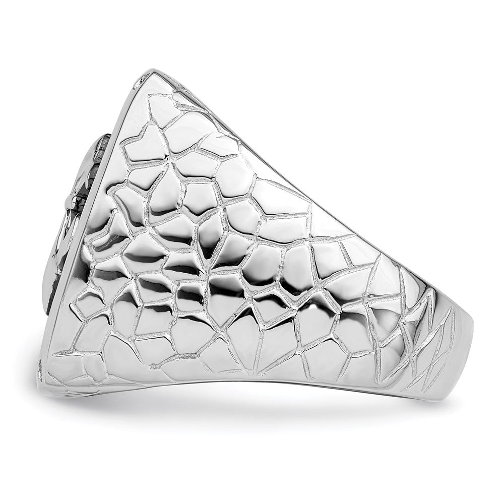 High-Quality Men's Ring - Sterling Silver Fleur De Lis, 62 Black CZ, Stylish Design