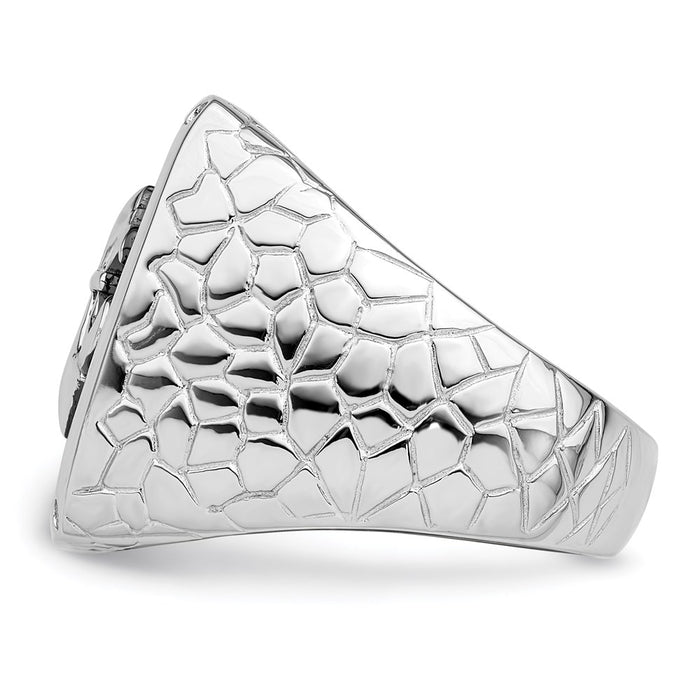 Shop Exclusive Sterling Silver Men's Ring - Fleur De Lis, 62 CZ Stones, Stylish Design-3