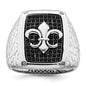 High-Quality Men's Ring - Sterling Silver Fleur De Lis, 62 Black CZ, Stylish Design-1