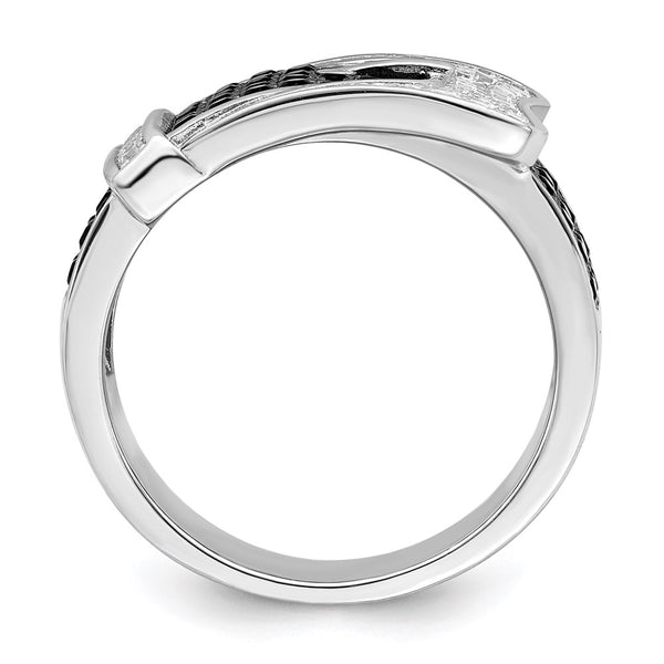 Brilliant Embers Micro Pave Buckle Ring - 109 CZ Stones, Rhodium-Plated