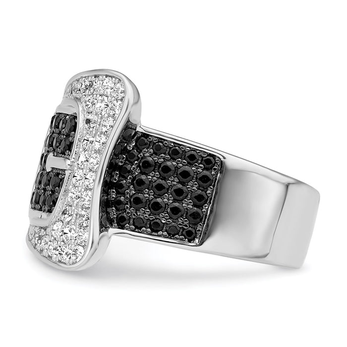 Shop Exclusive Sterling Silver Micro Pave Buckle Ring with 109 CZ Stones-3
