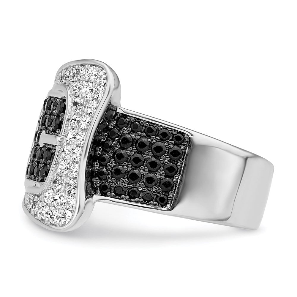 Buy Stylish Brilliant Embers Micro Pave Buckle Ring - 109 CZ Stones, Rhodium-Plated
