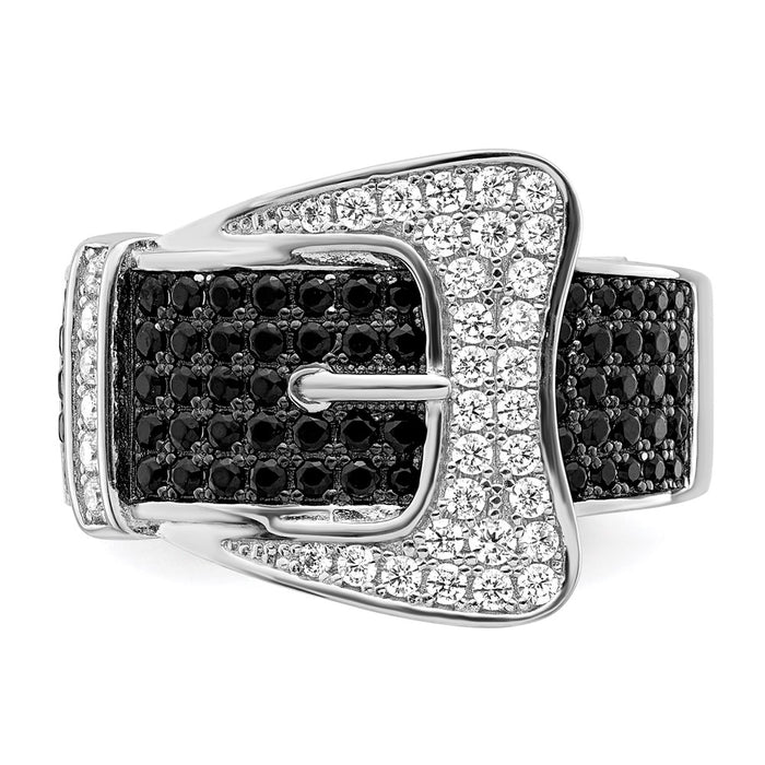Shop Exclusive Sterling Silver Micro Pave Buckle Ring with 109 CZ Stones-5
