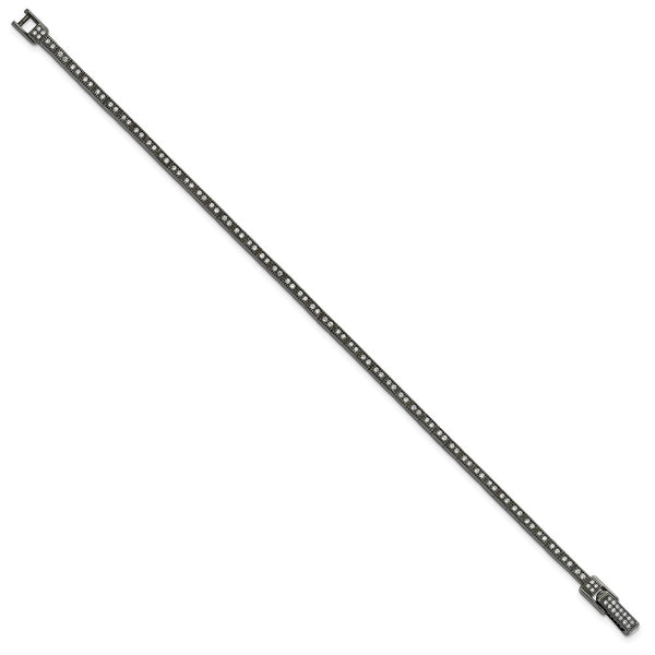 Sterling Silver Polished Bracelet, 7.5", Black Rhodium CZ