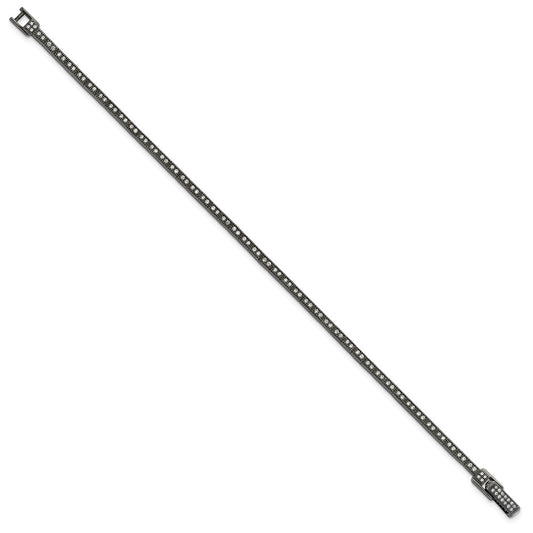 Exclusive Sterling Silver Polished Bracelet, 7.5", Black Rhodium & CZ - Stylish Value!