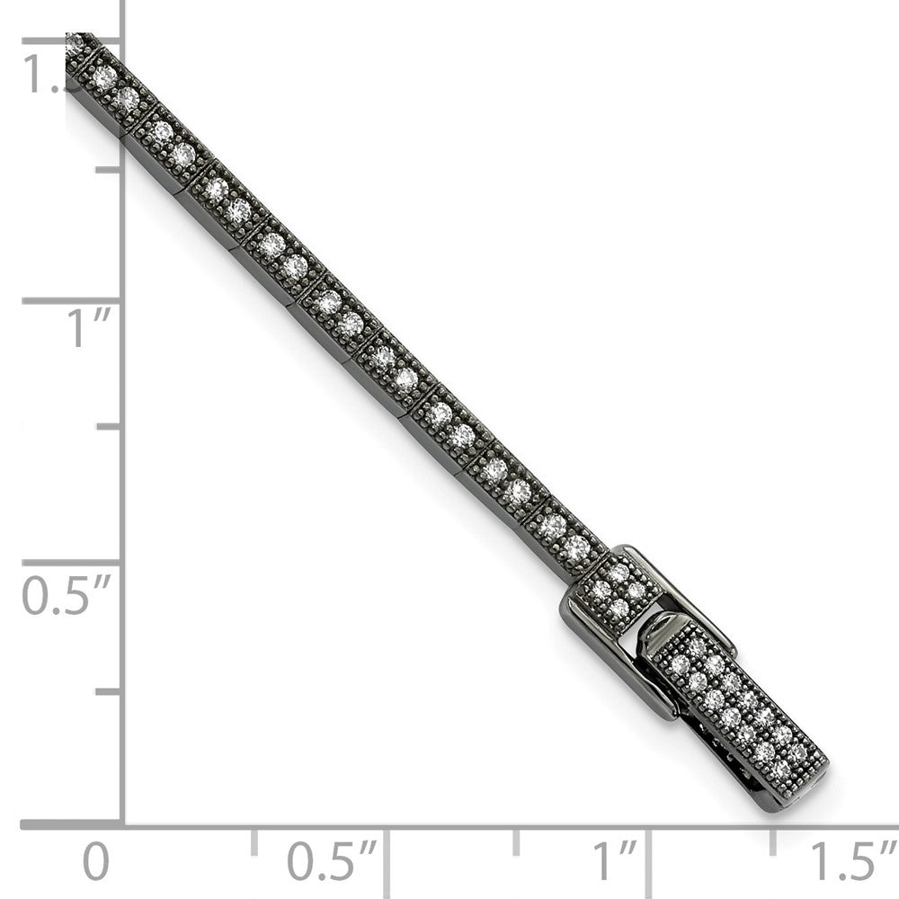 Exclusive Sterling Silver Polished Bracelet, 7.5", Black Rhodium & CZ - Stylish Value!