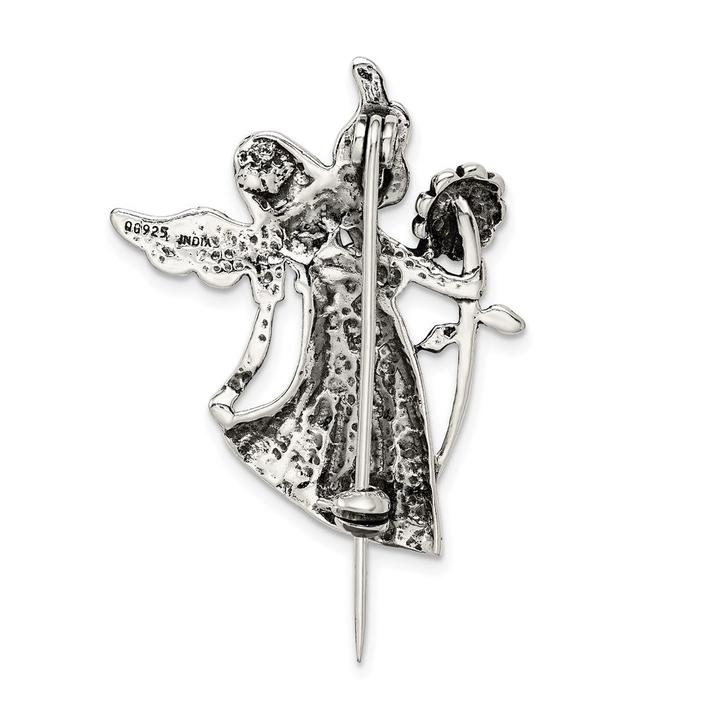 Buy Stylish Sterling Silver Antique Angel Flower Brooch - Clearance Price!