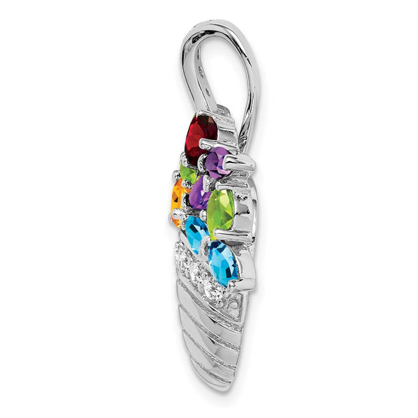 Sterling Silver Rhodium-Plated CZ Pendant & Brooch