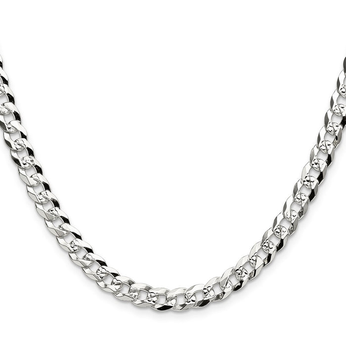 Exclusive 5.9mm Sterling Silver Diamond-Cut Pave Curb Chain - Stylish Value-2