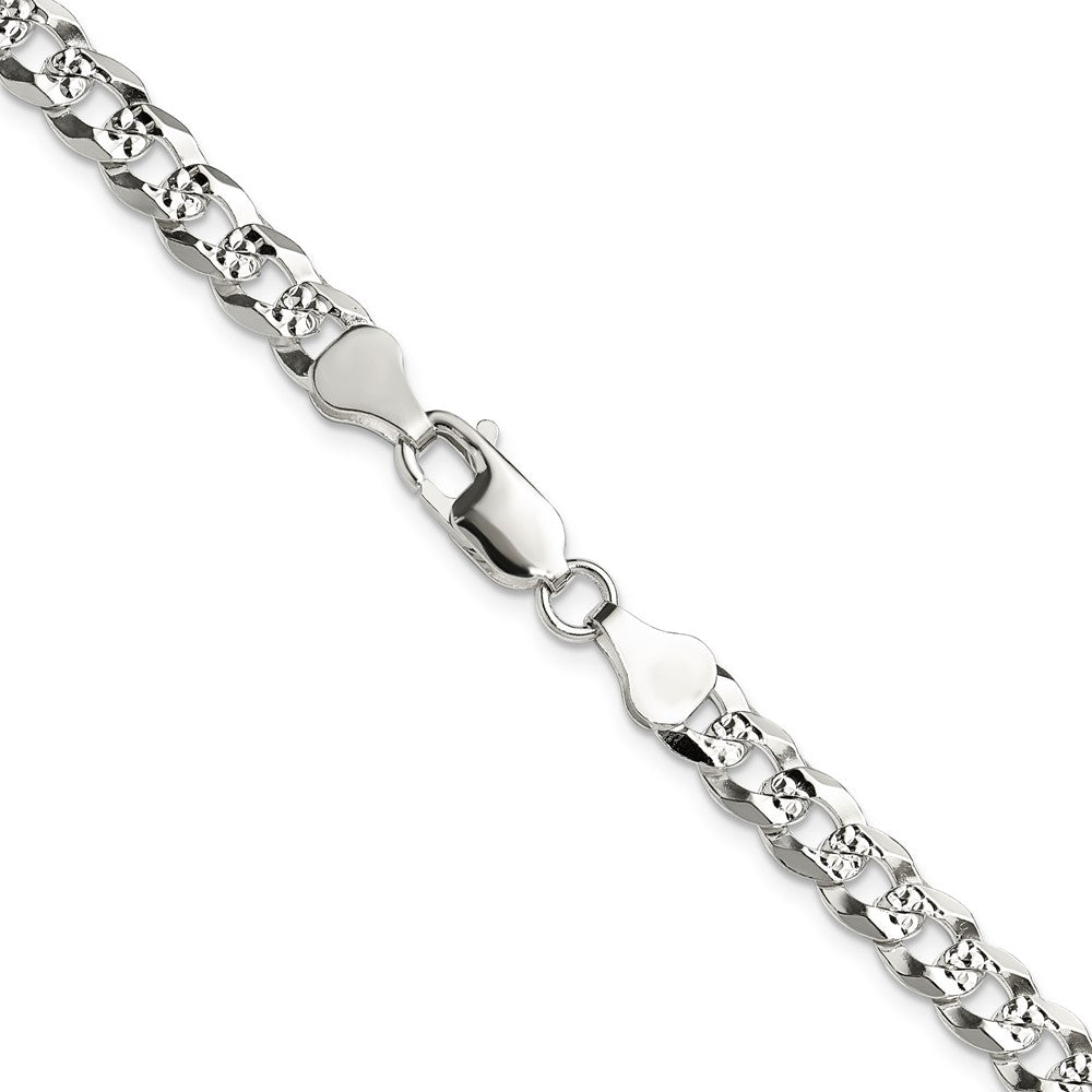 Exclusive 5.9mm Sterling Silver Diamond-Cut Pave Curb Chain - Stylish Value