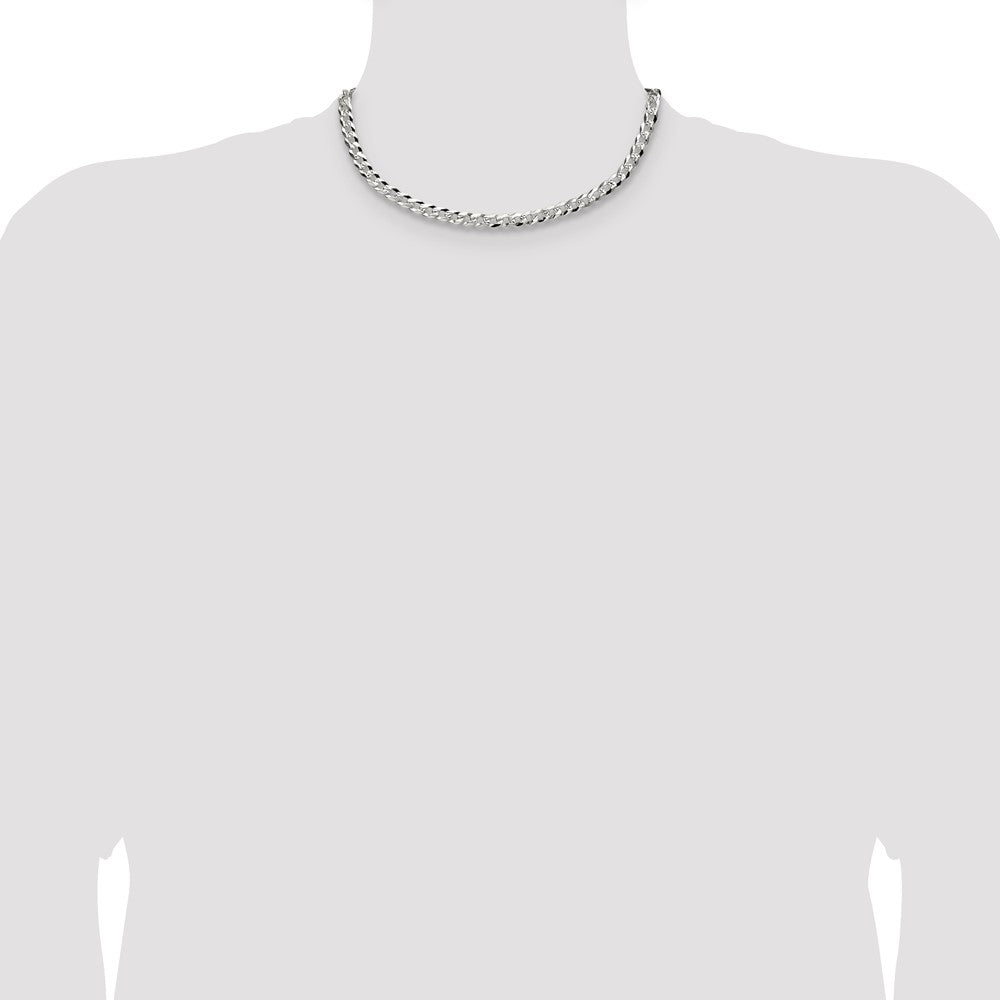 Buy Luxury 5.9mm Flat Diamond-Cut Pave Curb Chain in Sterling Silver
