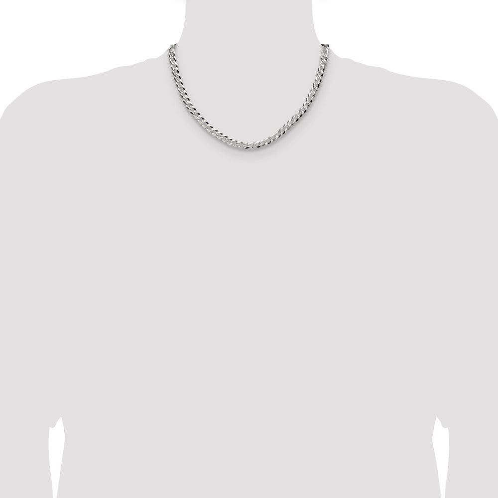 Buy Stylish 5.9mm Sterling Silver Flat Diamond Cut Pave Curb Chain