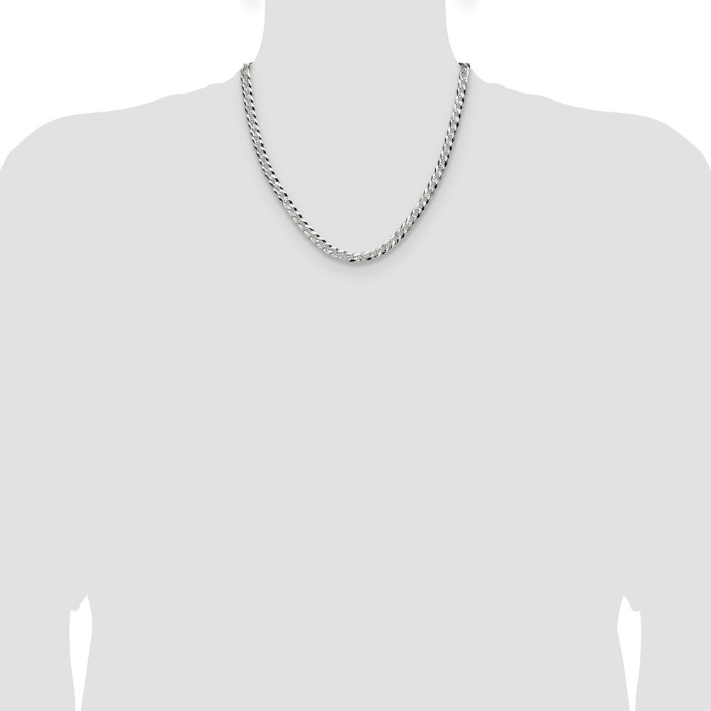 Exclusive 5.9mm Sterling Silver Diamond-Cut Pave Curb Chain - Stylish Value