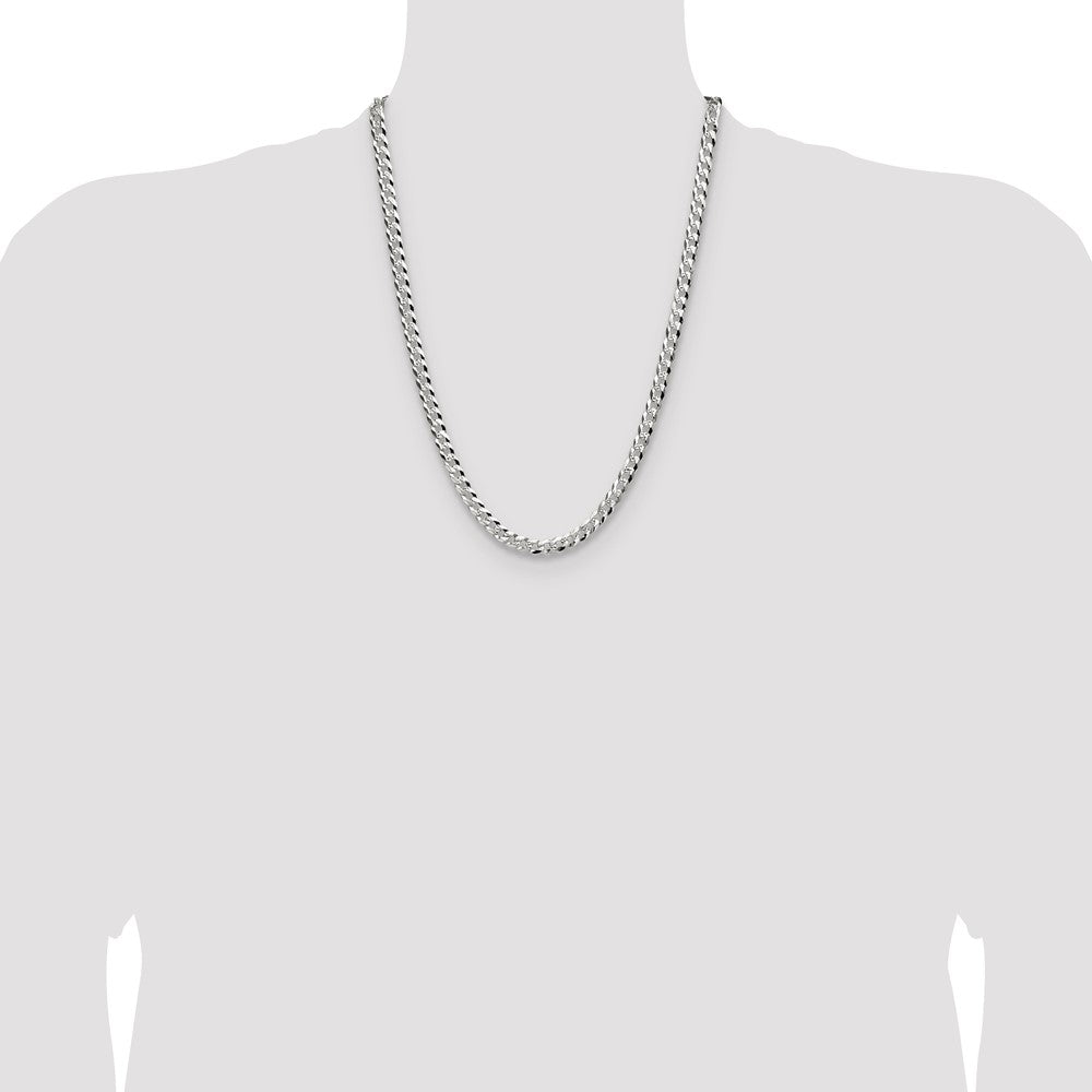 Buy Stylish Sterling Silver 5.9mm Flat Diamond-Cut Pave Curb Chain, Value!