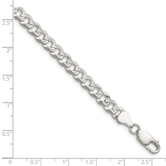 Buy Stylish 5.9mm Flat Diamond-Cut Pave Curb Chain in Sterling Silver