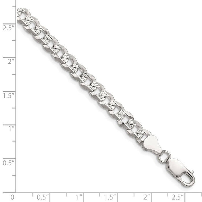 Buy Stylish 5.9mm Flat Diamond-Cut Pave Curb Chain in Sterling Silver-2