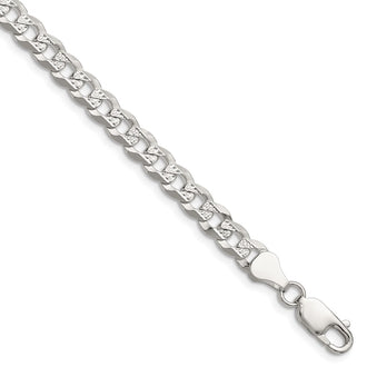 Buy Stylish 5.9mm Flat Diamond-Cut Pave Curb Chain in Sterling Silver