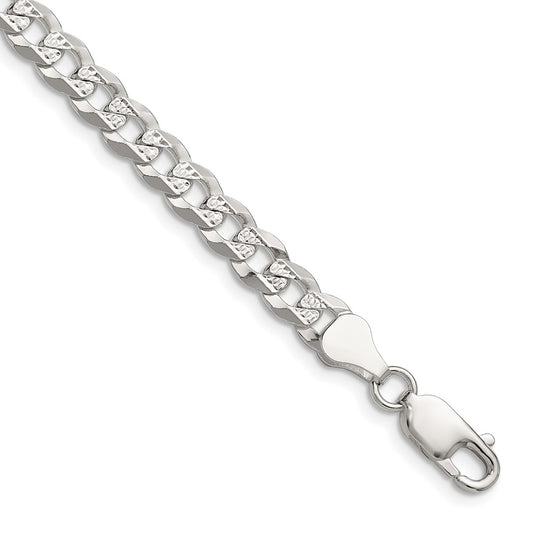 Buy Luxury 5.9mm Flat Diamond-Cut Pave Curb Chain in Sterling Silver