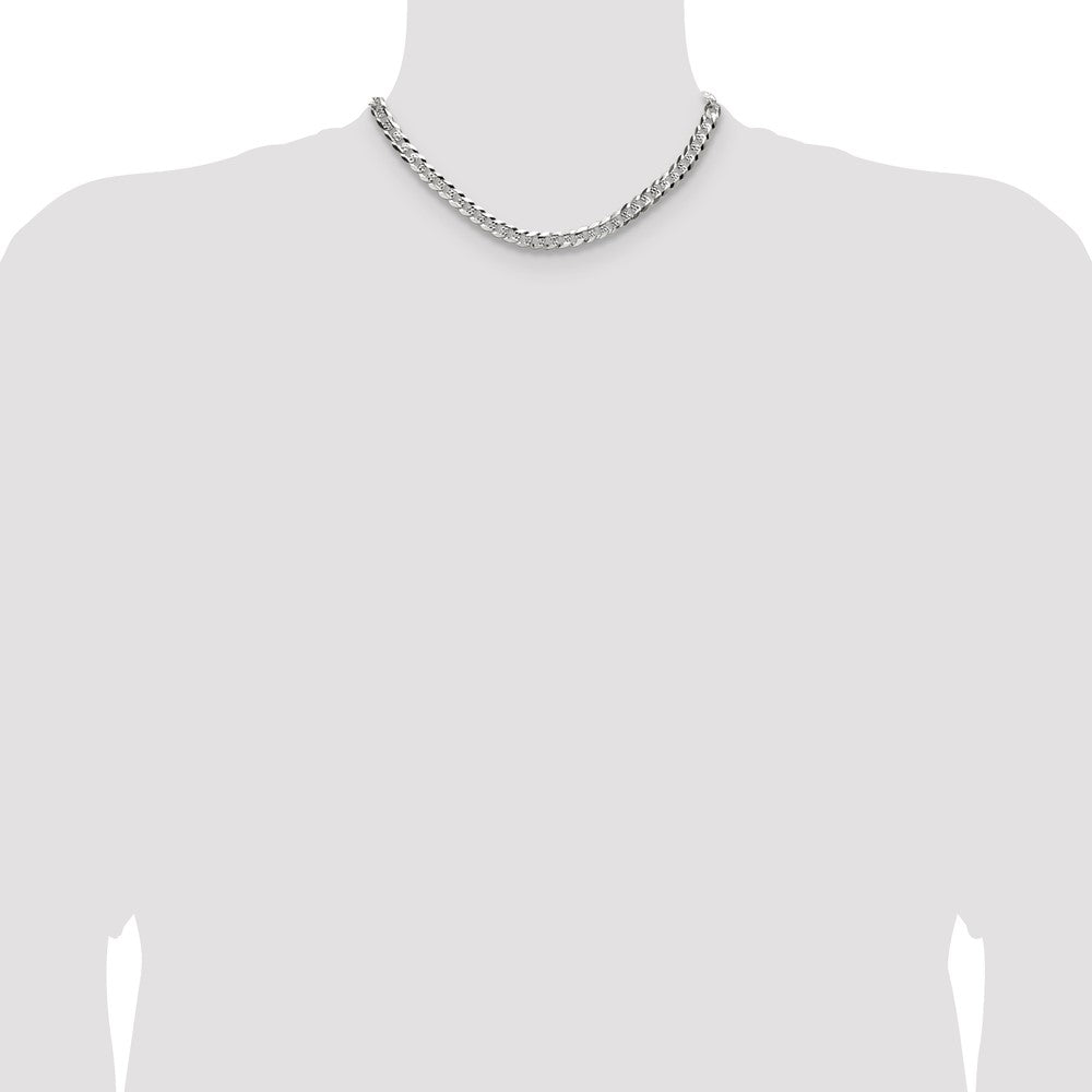 Buy Stylish 6.75mm Sterling Silver Flat Diamond-Cut Pave Curb Chain