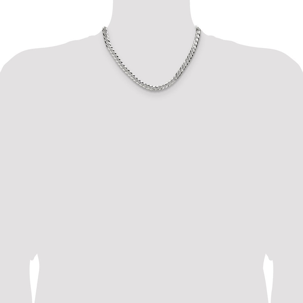Exclusive 6.75mm Sterling Silver Diamond-Cut Pave Curb Chain - Stylish Value