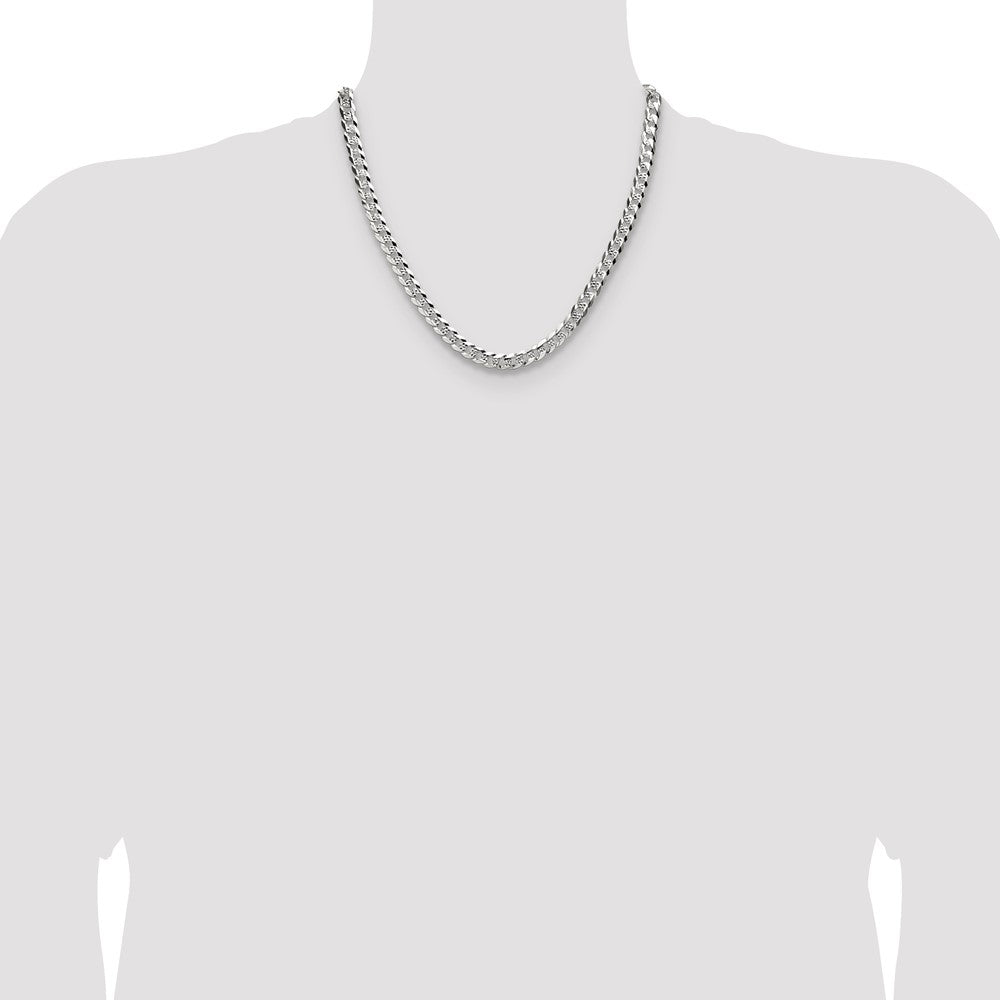 Order Stylish 6.75mm Flat Diamond-Cut Pave Curb Chain in Sterling Silver